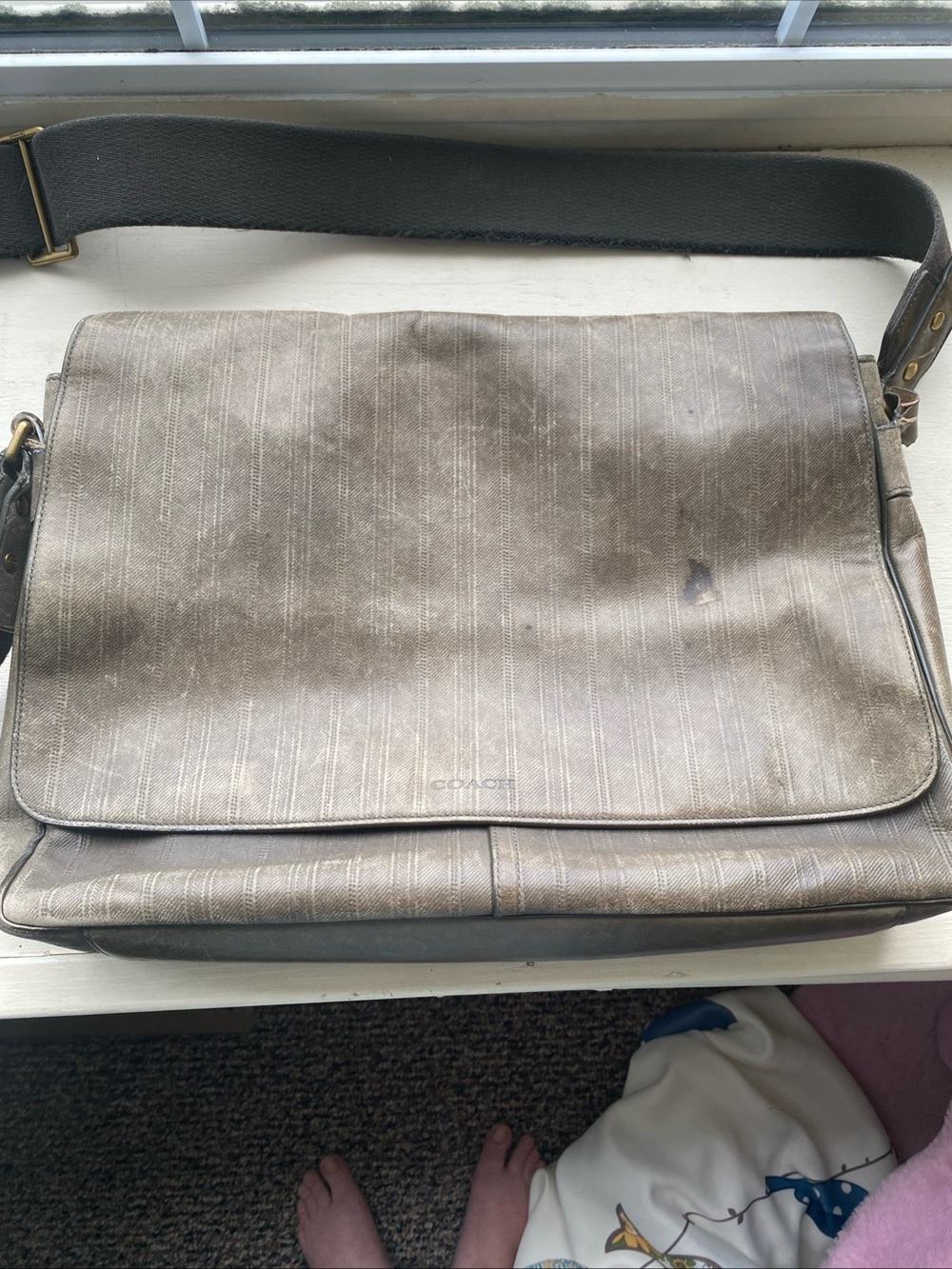 Coach 70th Anniversary Bleeker Messenger Bag Embossed Ticking Stripe Vintage